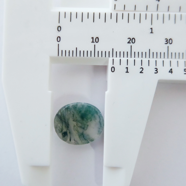 Agate Green Moss Oval Cabochon 15mm long